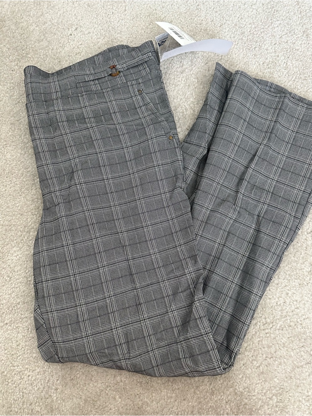 Women's Gray Plaid Dress Pants